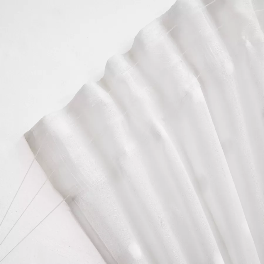 Visillo con cinta fruncida y pompones (140 x 240 cm) Emie Blanco