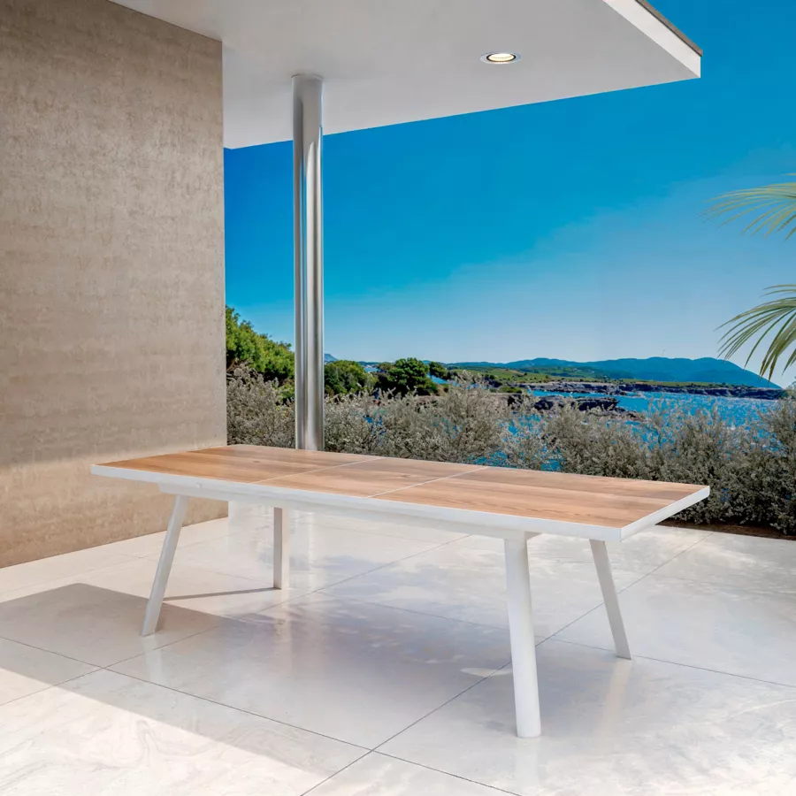 Mesa de jardín extensible en aluminio  10 lugares (260 x 96 cm) Amalfi - Blanco