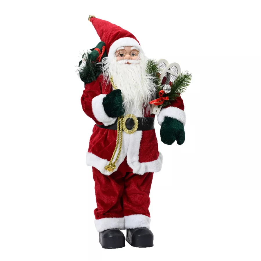 Père Noël traditionnel (H60 cm) Emile en raquette