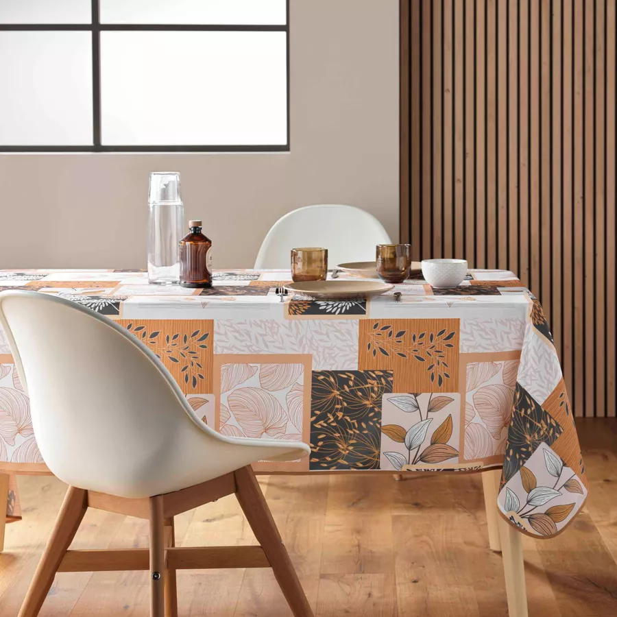 NAPPE RECTANGLE 150 x 240 CM POLYESTER IMPRIME FAYA NATUREL