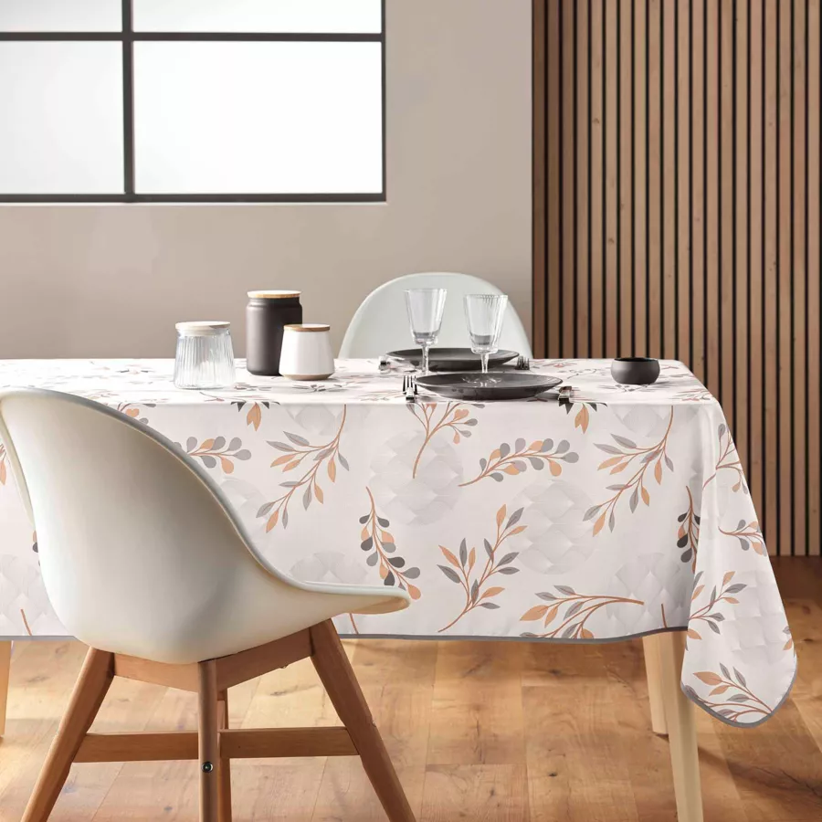 NAPPE RECTANGLE 150 x 240 CM POLYESTER IMPRIME MANOLA NATUREL