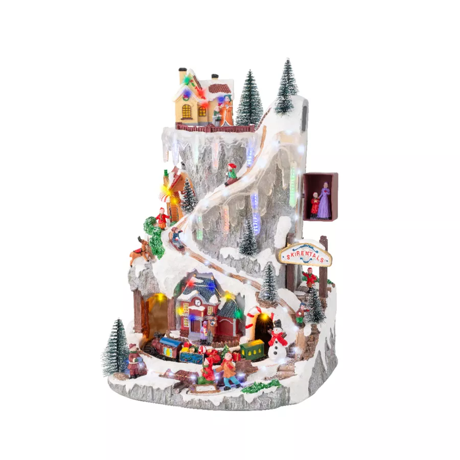 Village de Noël lumineux et musical  à piles Glaçons colorés et illuminés