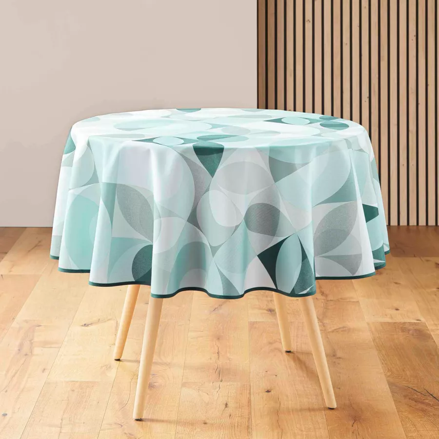 Nappe ronde anti tache (180 cm) Tessouro Vert sauge