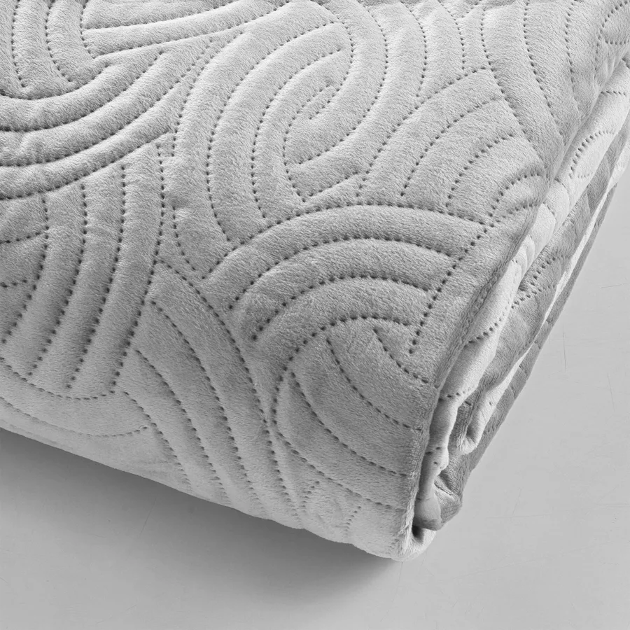Gewatteerde bedsprei en fluwelen kussenslopen (240 x 220 cm) Solange Grijs