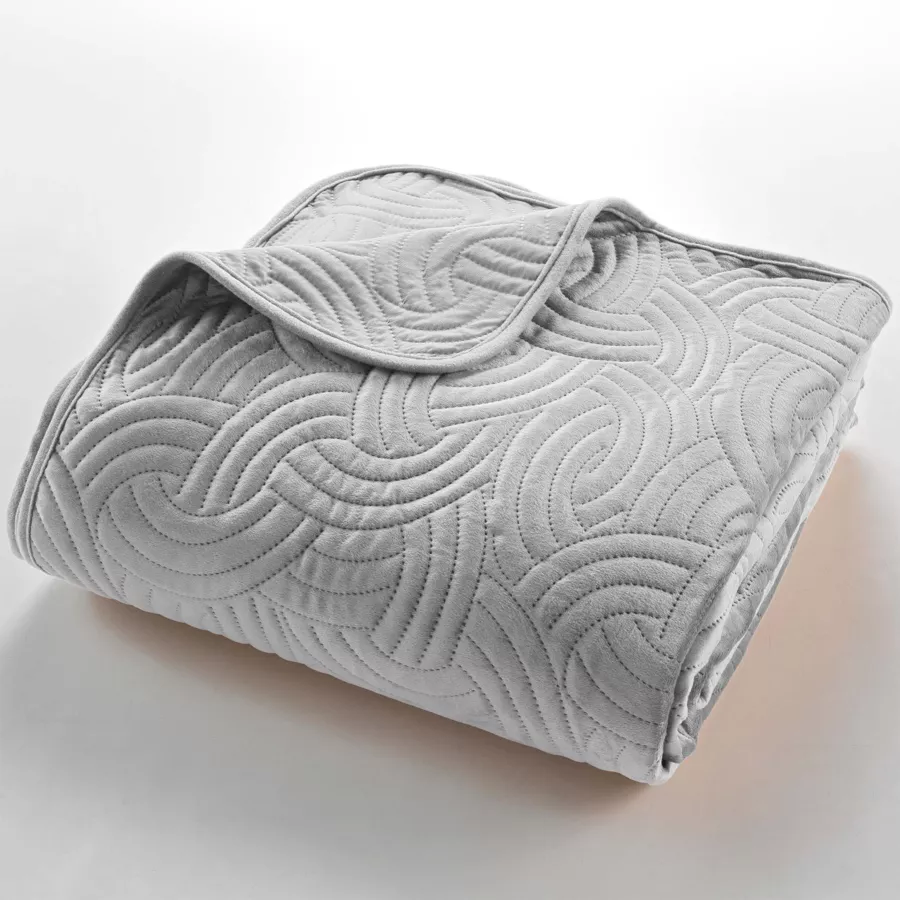Gewatteerde bedsprei en fluwelen kussenslopen (240 x 220 cm) Solange Grijs