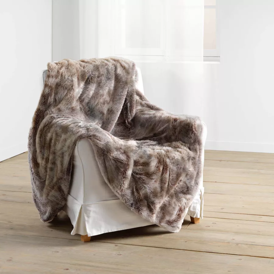 Plaid fausse fourrure (180 x 220 cm) Antartic Chocolat