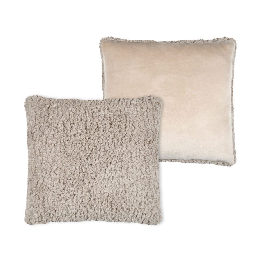 Coussin carré fausse fourrure (50 x 50 cm) Dudley Taupe