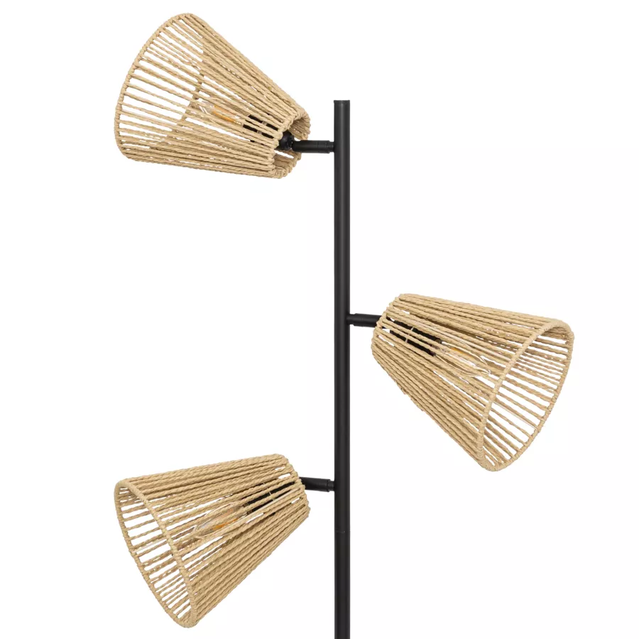 Metalen en touw staande lamp met 3 lampenkappen (H150 cm) Giada Beige