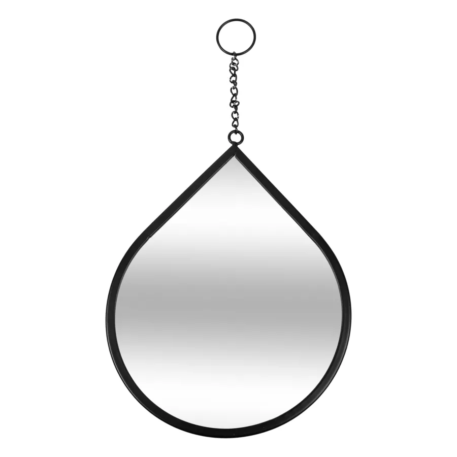 Set van 3 metalen druppelspiegels voor aan de muur (H29.5 cm) Leny Zwart
