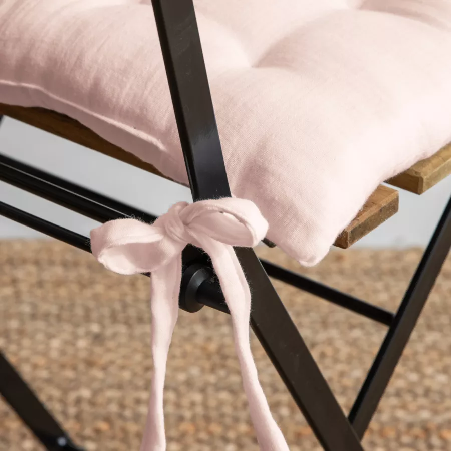 Cojín de silla cuadrado en gasa de algodón (40 x 40 cm) Gaïa Rosa palo