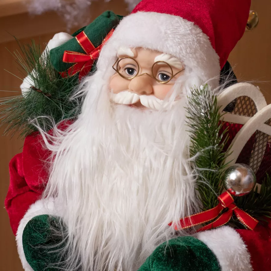 Père Noël traditionnel (H60 cm) Emile en raquette