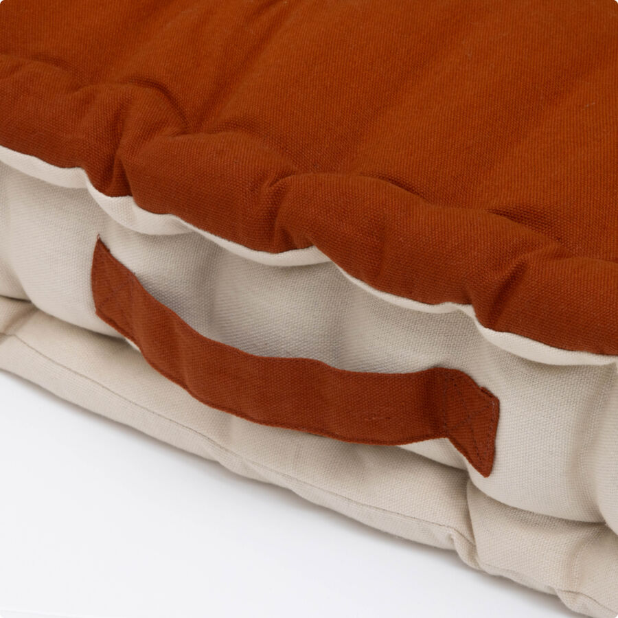 Coussin de sol carré coton (50 x 50 cm) Pixel Bicolore Terracotta / beige