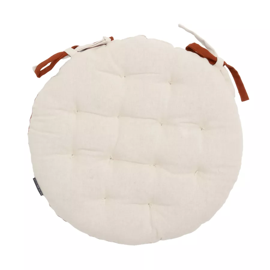Galette de chaise ronde coton (40 cm) Pixel Bicolore Terracotta / beige