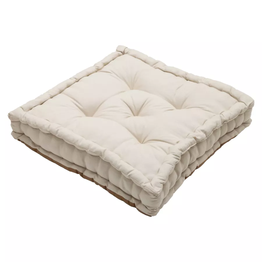 Coussin de sol carré coton (50 x 50 cm) Pixel Bicolore Camel / beige