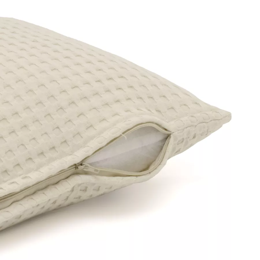 Vierkante kussenhoes van katoen met honingraatmotief (40 x 40 cm) Maya Beige pampa
