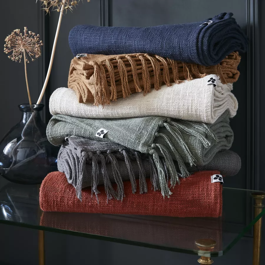 Plaid 130 x 160 cm Slub SIXTINE Camel