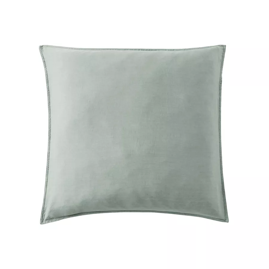 Taie d'oreiller carrée lyocell Tencel™ lavé (63 x 63 cm) Olivia Vert eucalyptus