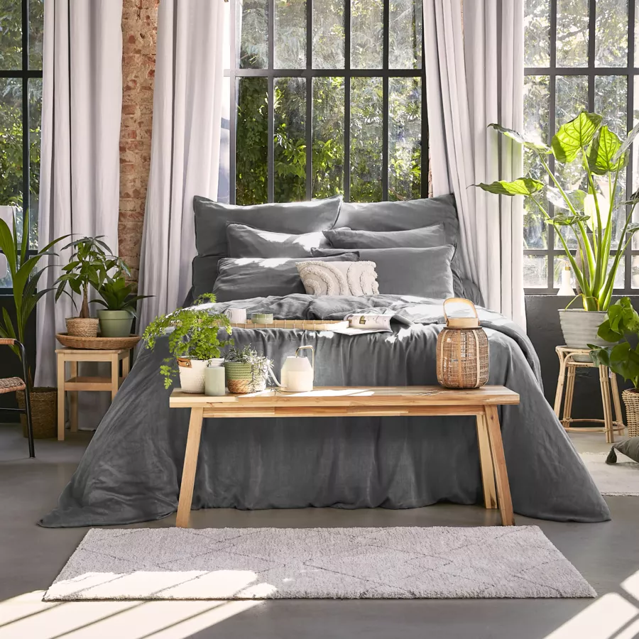 Taie de traversin lyocell Tencel™ lavé (27 x 185 cm) Olivia Gris granit
