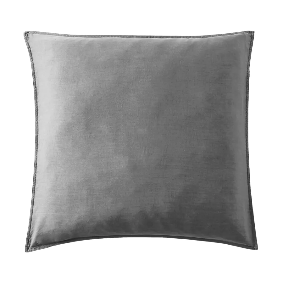 Funda de almohada cuadrada lyocell Tencel™ lavado (80 x 80 cm) Olivia Gris granito 