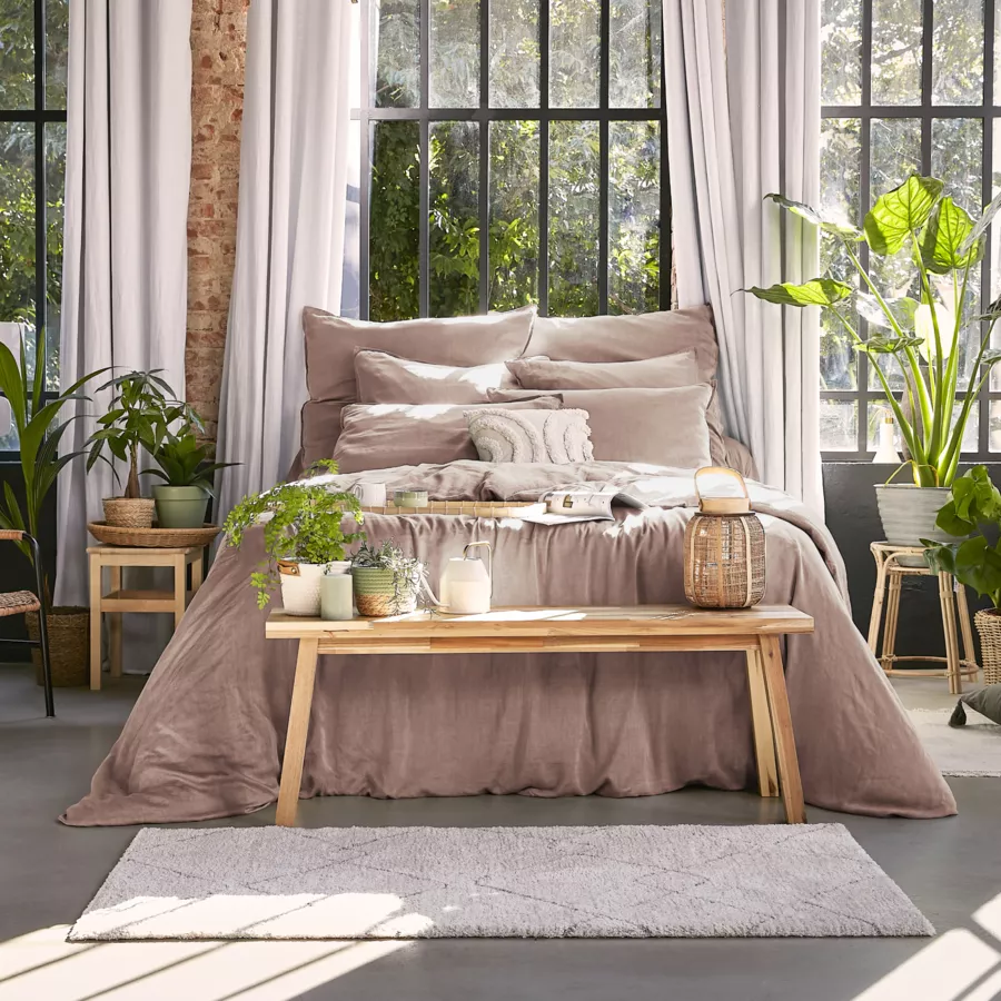 Hoeslaken gewassen TENCEL™ Lyocell (160 x 200 cm) Olivia Poederroze