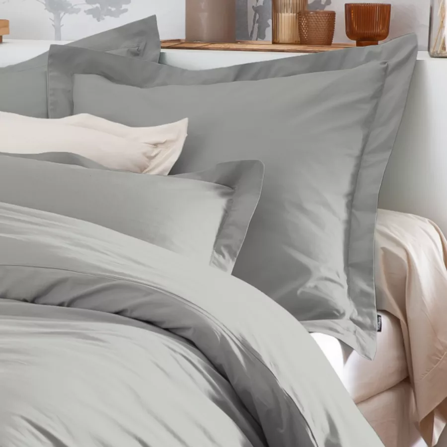Taie de traversin percale de coton (L185 cm) Cali Gris clair