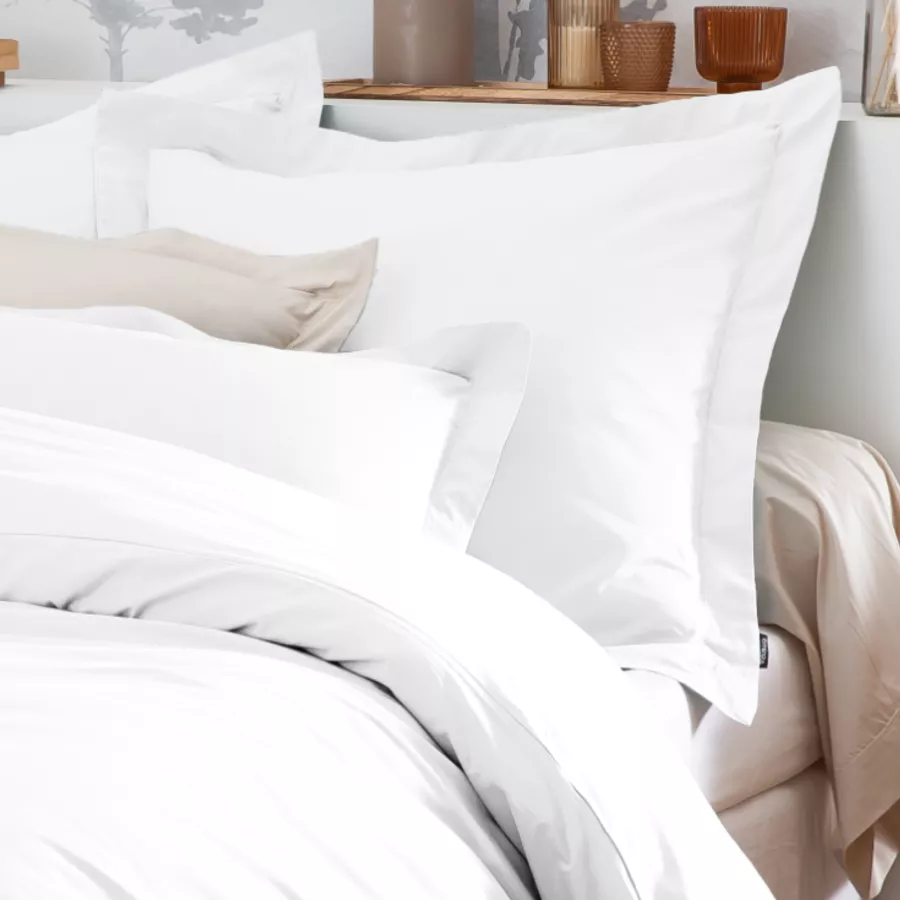 Taie d'oreiller carrée percale de coton (65 x 65 cm) Cali Blanc