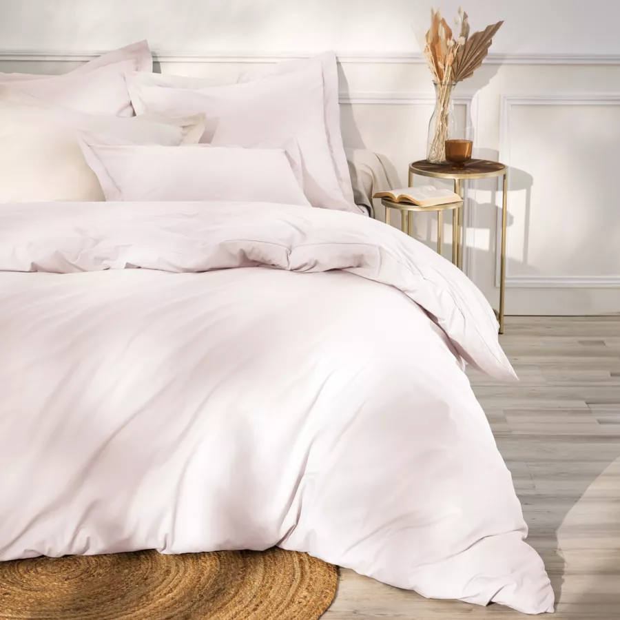 Taie de traversin percale de coton (L185 cm) Cali Rose poudré
