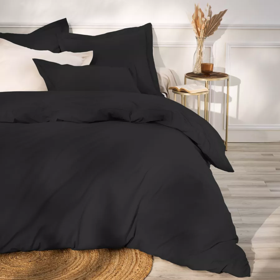Drap housse percale de coton (90 x 190 cm) Cali Noir