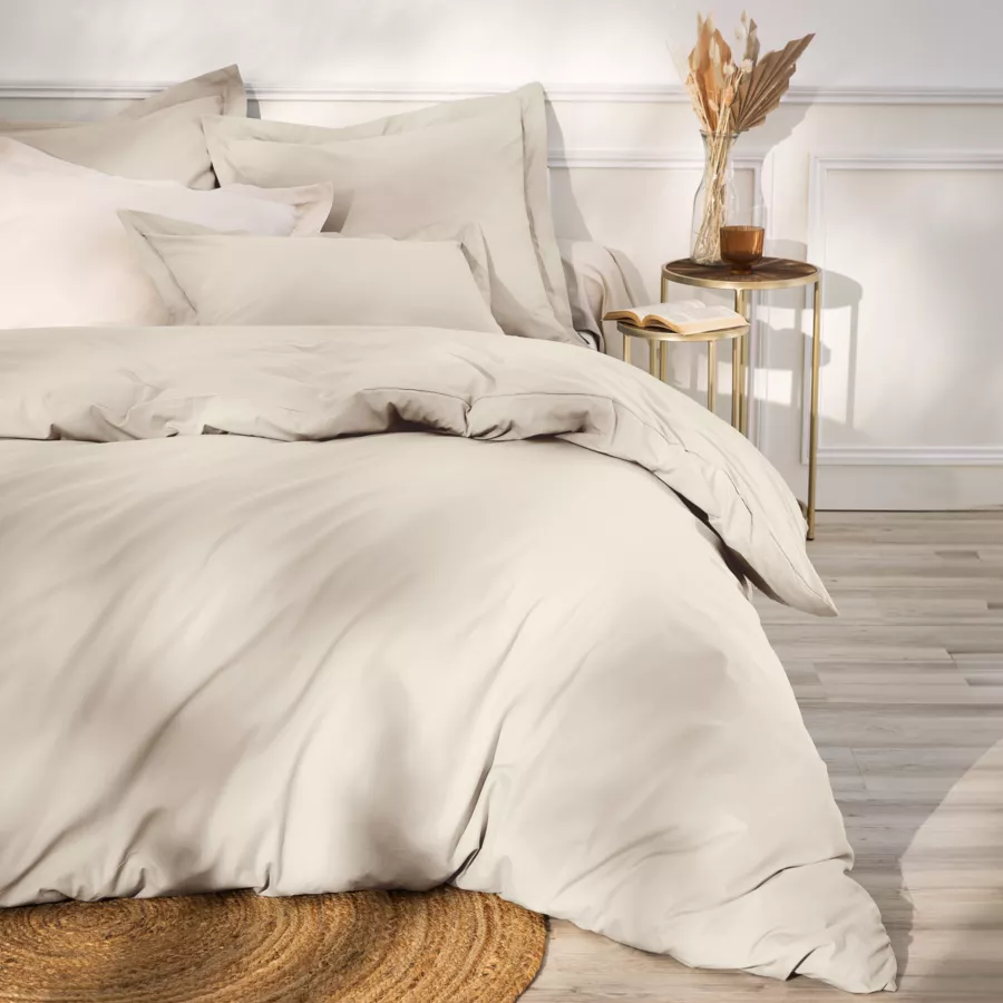 Taie de traversin percale de coton (L185 cm) Cali Beige