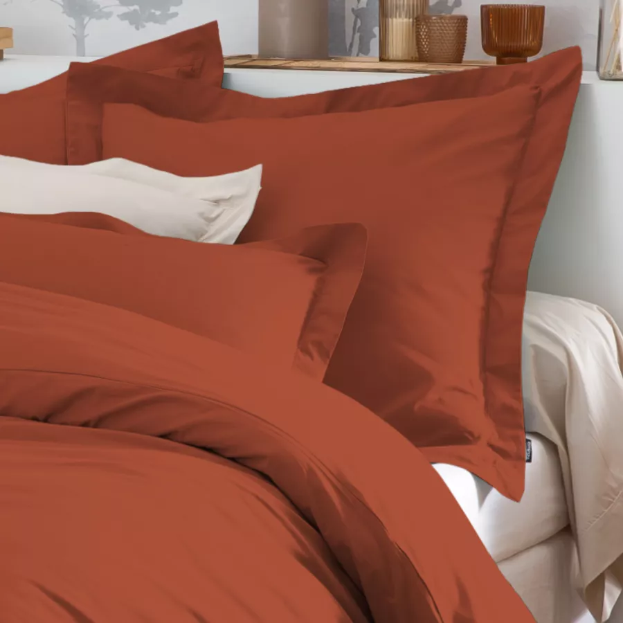 Copripiumino percalle di cotone (240 cm) Cali Terracotta