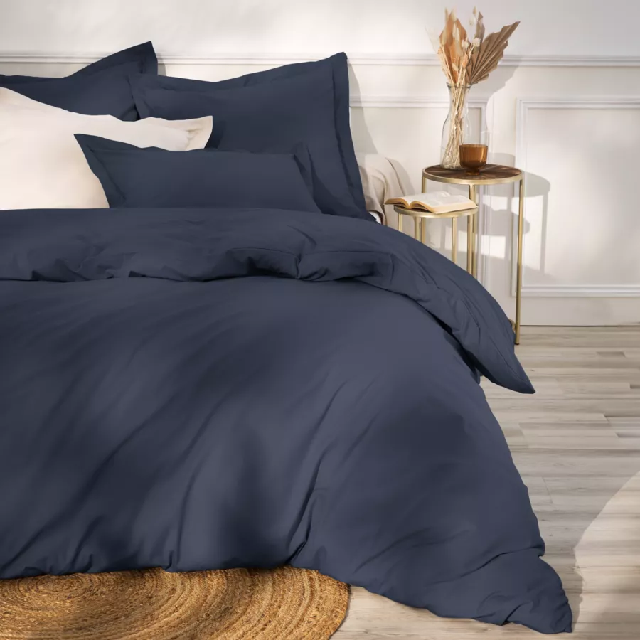 Hoeslaken percal katoen (160 x 200 cm) Cali Donkerblauw