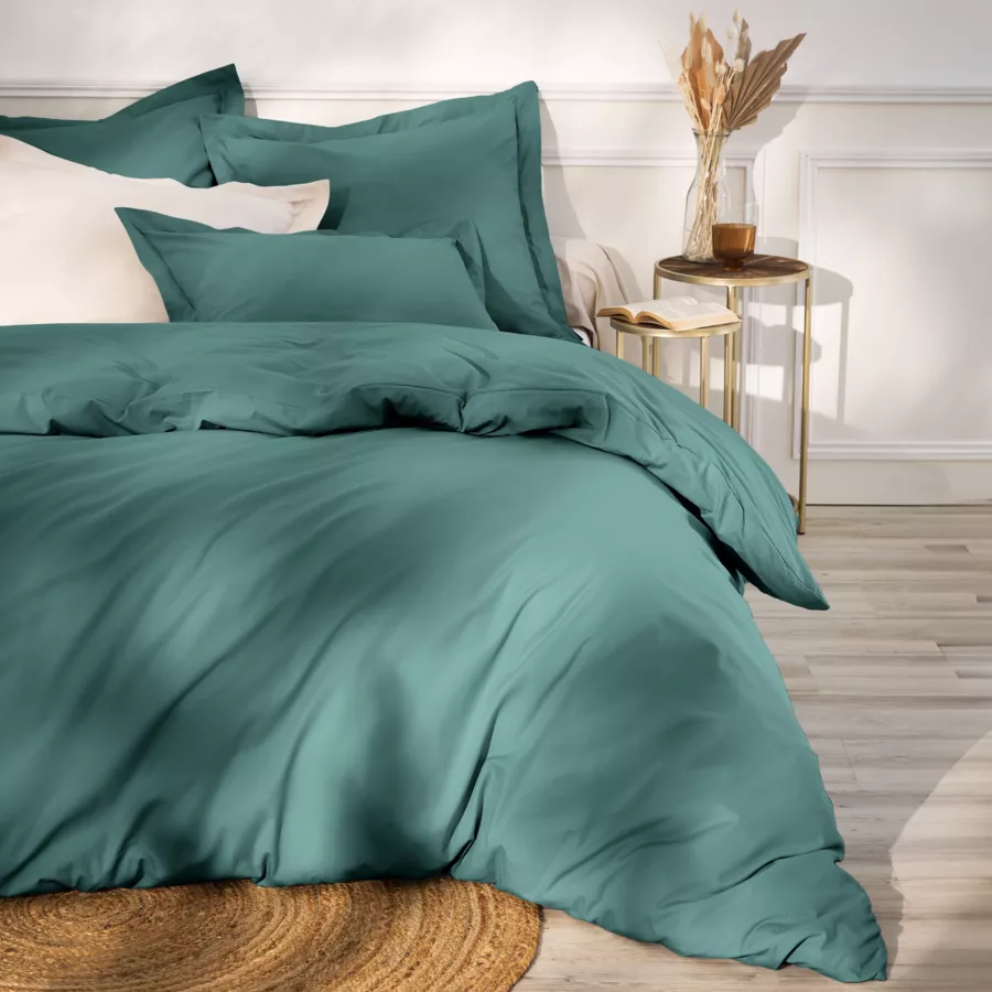 Hoeslaken percal katoen (90 x 200 cm) Cali Eendblauw