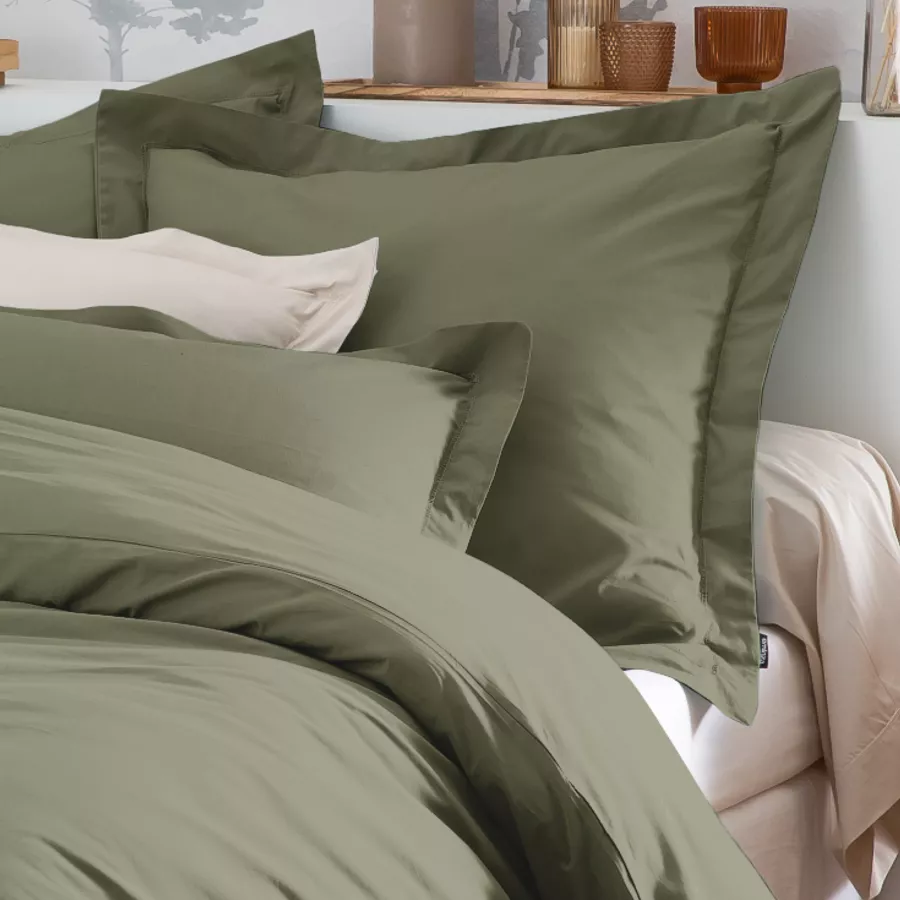 Housse de couette percale de coton (280 x 240 cm) Cali Vert romarin