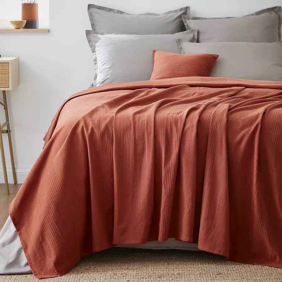 Geweven katoenen bedsprei (180 x 220 cm) Léa Terracotta