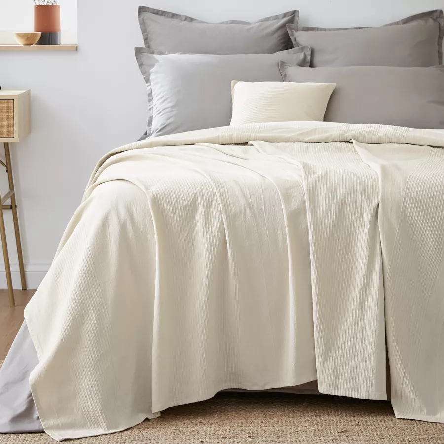 Cubrecama algodón tejido (220 x 250 cm) Léa Beige pampa