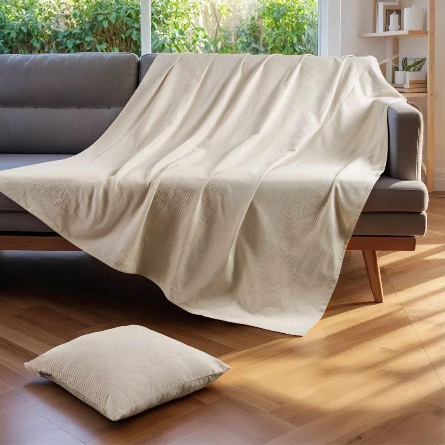 Cubrecama algodón tejido (220 x 250 cm) Léa Beige pampa