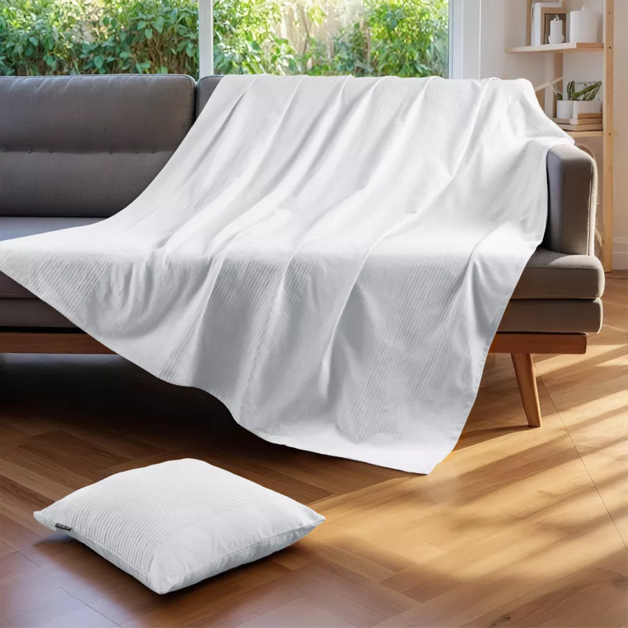 Couvre-lit coton tissé (180 x 220 cm) Léa Blanc