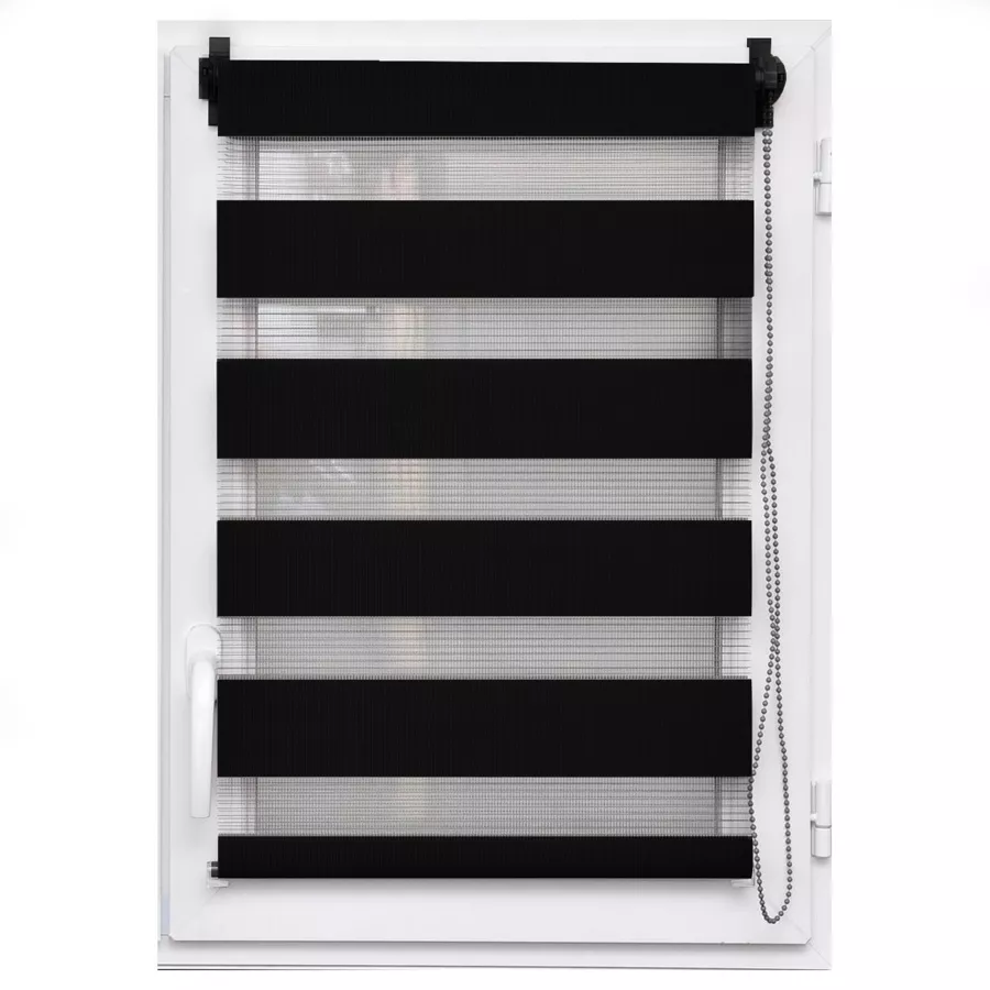 Estor para enrollar (ancho 45 cm x altura 180 cm) Noche/Día Negro