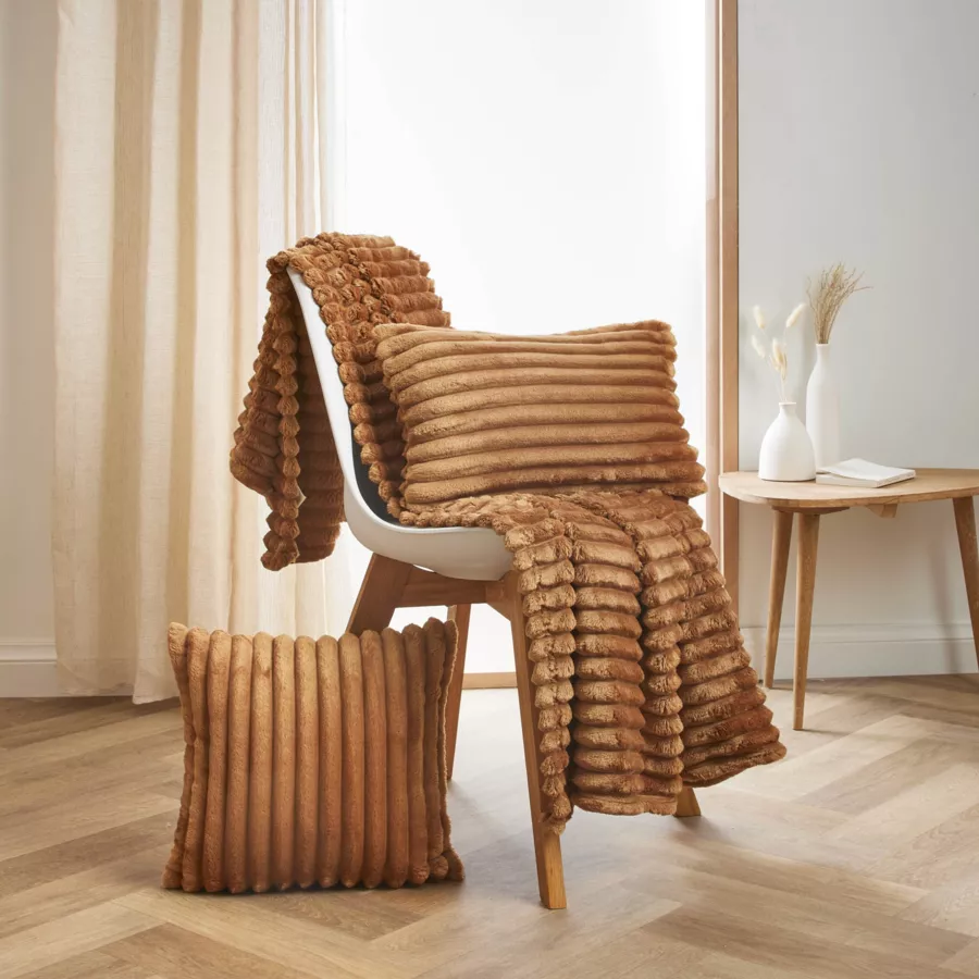 Housse de coussin rectangulaire flanelle (30 x 50 cm) Dune Camel