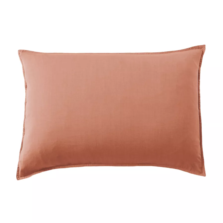 Taie d'oreiller rectangulaire lyocell Tencel™ lavé (50 x 70 cm) Olivia Terracotta