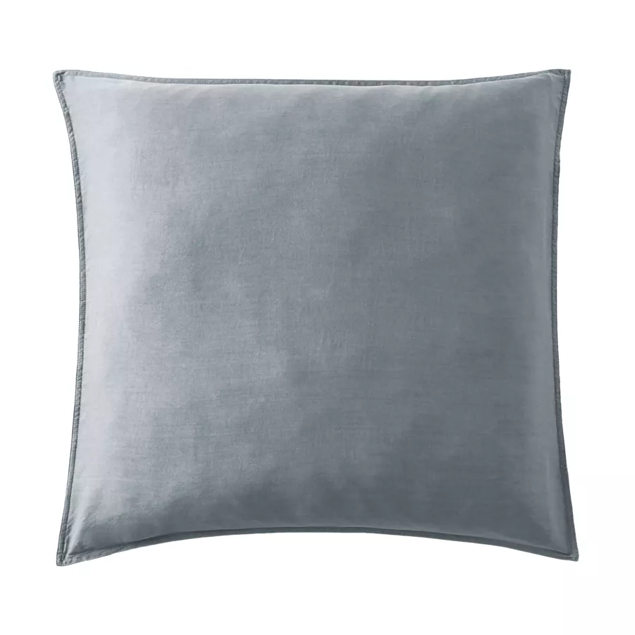 Funda de almohada cuadrada lyocell Tencel™ lavado (80 x 80 cm) Olivia Azul piedra