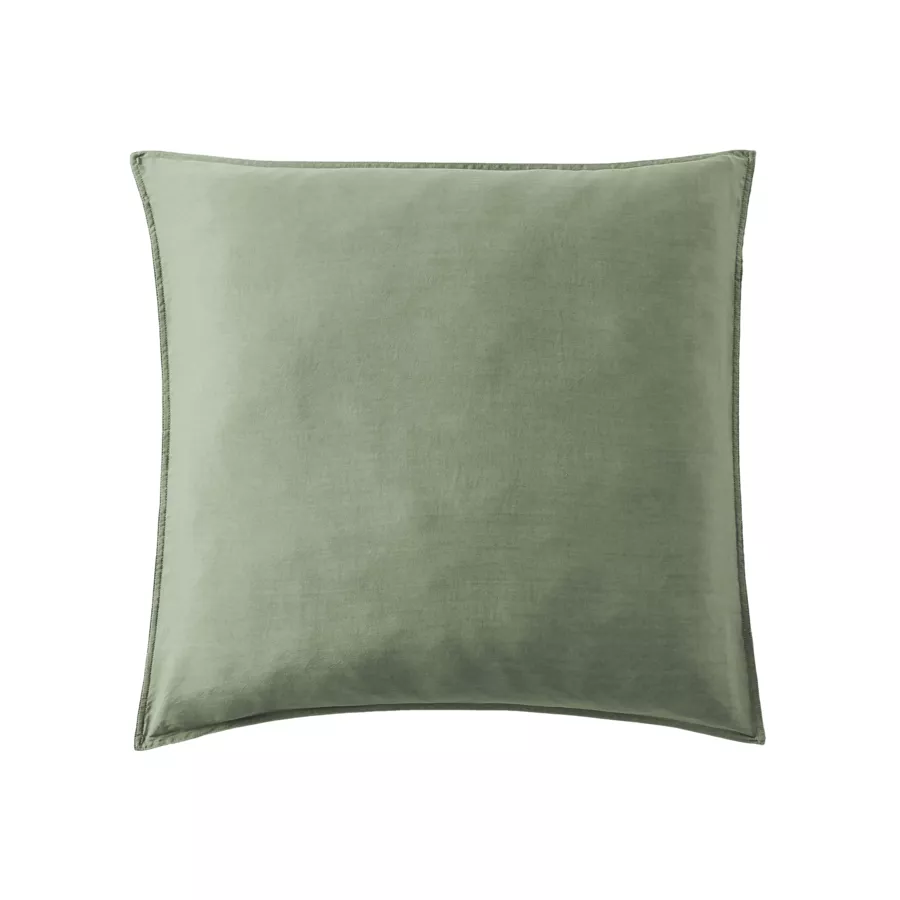 Funda de almohada cuadrada lyocell Tencel™ lavado (63 x 63 cm) Olivia Verde romero