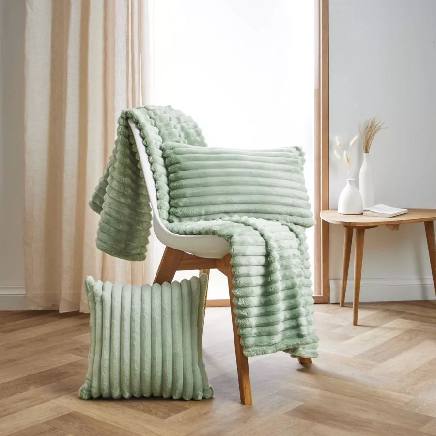 Housse de coussin carrée flanelle (40 x 40 cm) Dune Vert sauge