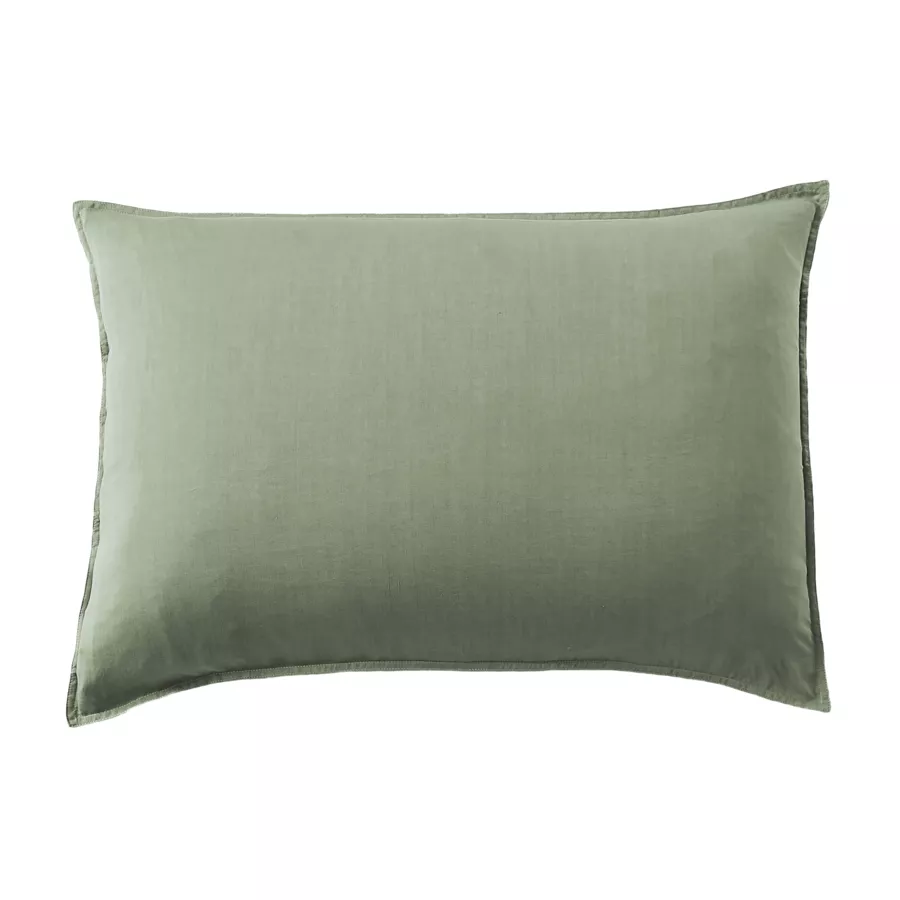 Taie d'oreiller rectangulaire lyocell Tencel™ lavé (50 x 70 cm) Olivia Vert romarin