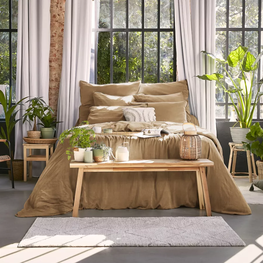 Copripiumino in lyocell Tencel™ lavato (260 x 240 cm) Olivia Camel