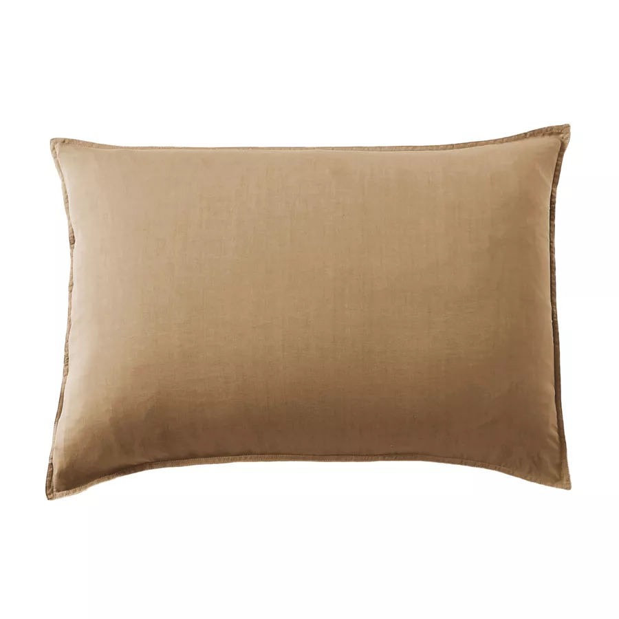 Taie d'oreiller rectangulaire lyocell Tencel™ lavé (50 x 70 cm) Olivia Camel
