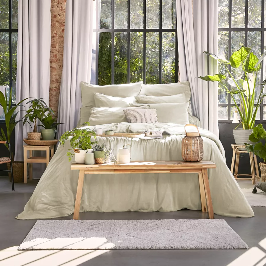 Drap housse lyocell Tencel™ lavé (140 x 200 cm) Olivia Beige pampa