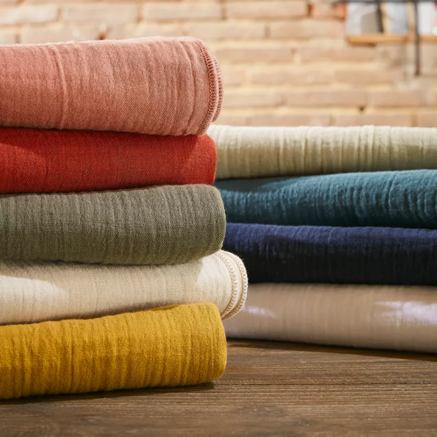 Drap housse gaze de coton (180 cm) Gaïa Beige pampa 5