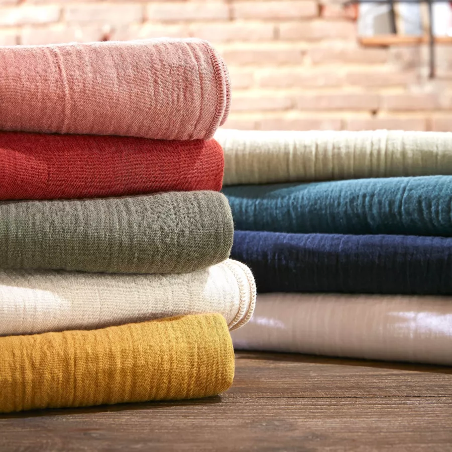EM - Drap housse 90 x 190 cm Gaze de coton unie GAìA Ficelle
