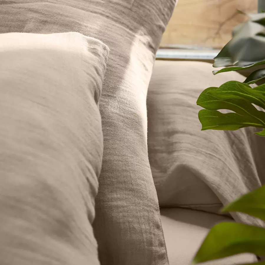 EM - Drap housse 180 x 200 cm Gaze de coton unie GAìA Ficelle